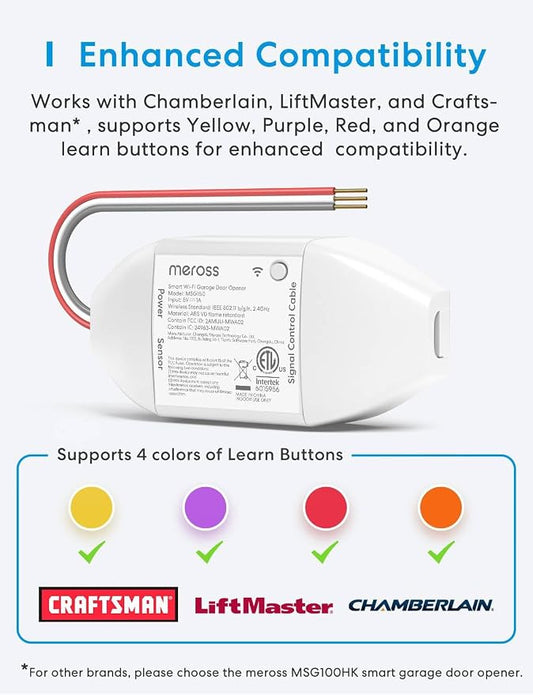 meross Smart Garage Door Opener Remote, Compatible - Image 2