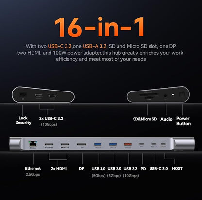 TobenONE USB-C Docking Station 3 Monitors & Dual Monitor, Laptop Dock Stand - Image 3