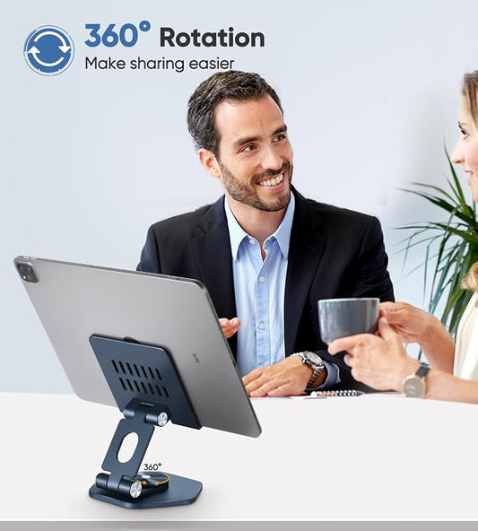 Foldable Aluminum Tablet Stand for Desk, 360° Swivel iPad & Tablet Holder – - Image 2