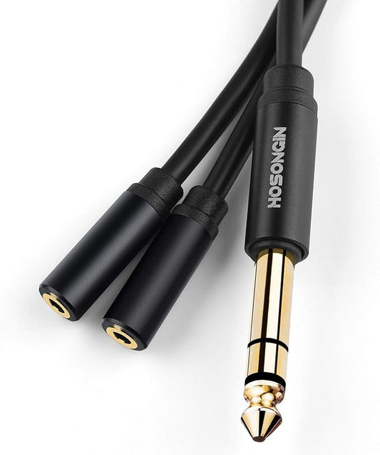 HOSONGIN 1/4 inch TRS to Dual 3.5mm Female Y Cable, Compatible by HOSONGIN