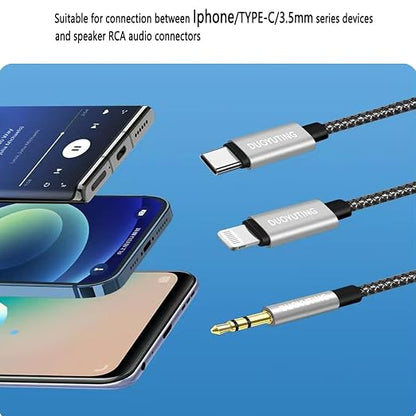 3 in 1 Audio Cable, iOS Phone/3.5mm AUX/USB C to 2 RCA, Stereo Audio Adapter - Image 4