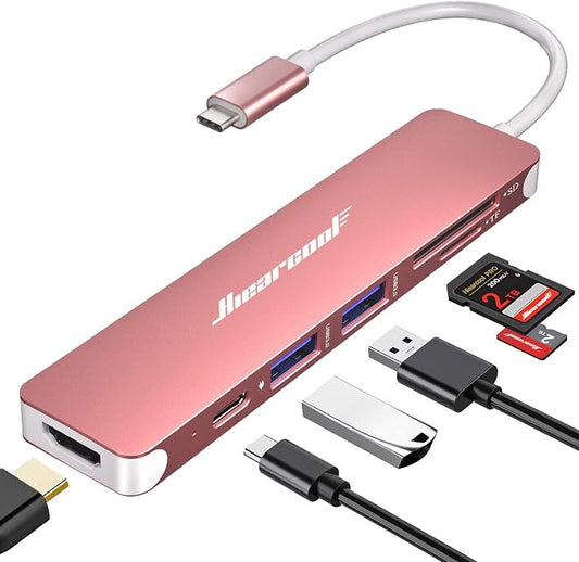 Hiearcool USB C Hub, USB-C Dongle, 7IN1 USBC to HDMI Multple Adapter Compatible by Hiearcool