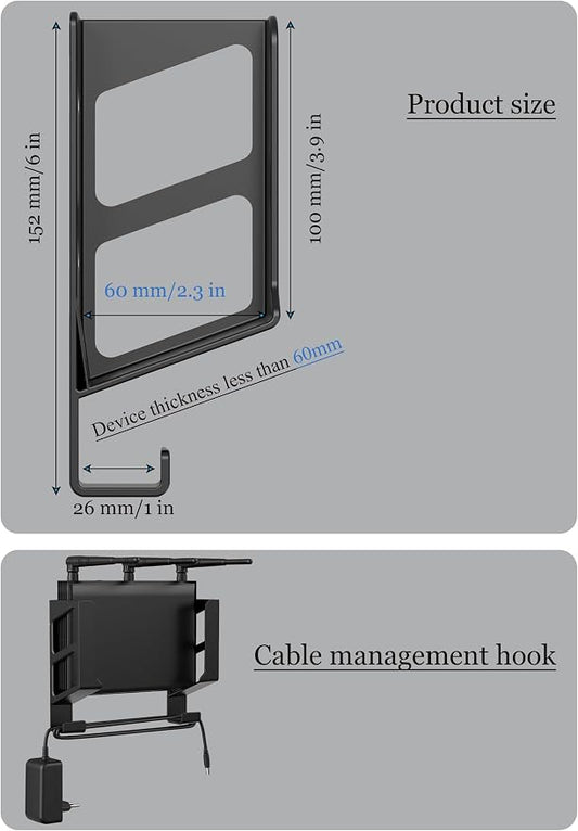 Universal Wall Mount Shelf for Modem/Router/Mac mini/Apple TV/ROKU, Fits Cable - Image 2