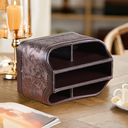 Fanousy 360° Rotating Remote Control Holder, PU Leather TV Remote Caddy - Image 3