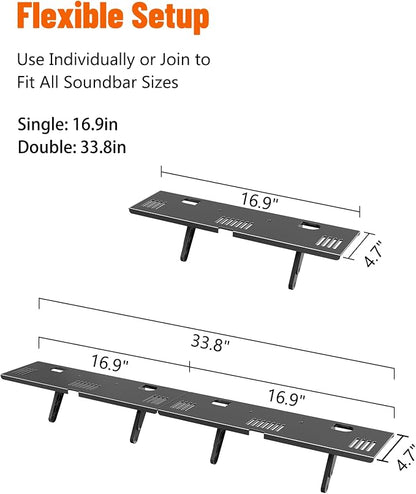 Soundbar Mount, No Drilling Steel TV Top Shelf Fits Most of Sound Bars Up to 15 - Image 4