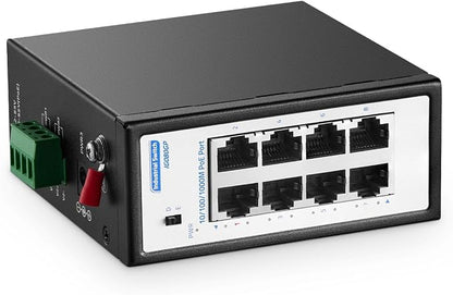 8 Port Mini Gigabit PoE+ Industrial Switch, 100/1000Mbps Ethernet, by YuLinca