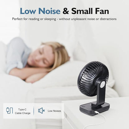 CONBOLA Small Desk Fan for Bedroom, 3600mAh Battery Powered Rechargeable Fan - Image 4