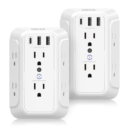 USB Wall Charger, Surge Protector, 6 Outlet Extender by VINTAR