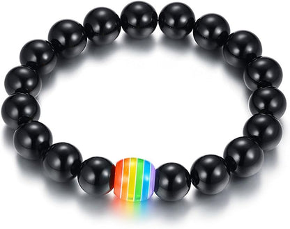 Nanafast Titanium Stainless Steel Rainbow LGBT Pride Bracelet Handmade Braided - Image 5