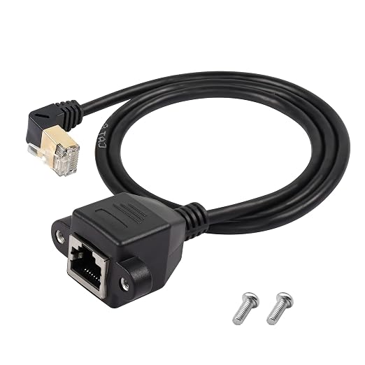 SinLoon 90 Degree Upward Angle Cat8 LAN Cable, RJ45 Male to Female Shielded by SinLoon