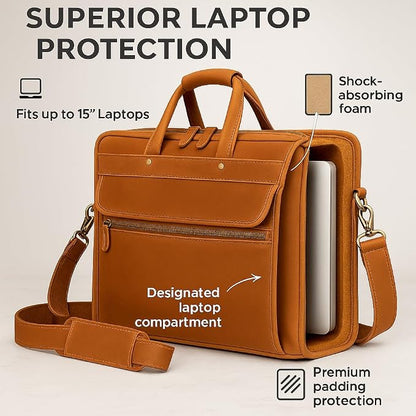 Luxorro Full Grain Leather Briefcase - Image 5