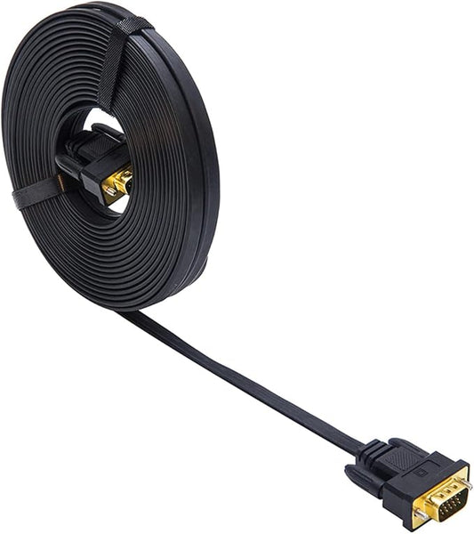 DTech 25ft Ultra Thin Flat Type Computer Monitor VGA Cable Standard 15 Pin Male by Unknown