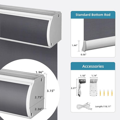 SmartWings Motorized Light Filtering Roller Shades 60% Blackout Work - Image 7