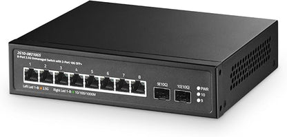 10 Port 2.5G Switch, 2x10G SFP+ Port, 8x2.5G Base-T Ports Compatible by Binardat
