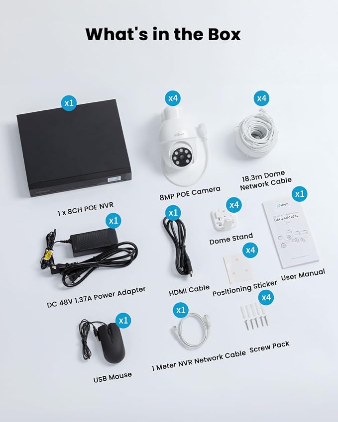 ieGeek 8MP PoE Security Camera System, 8CH NVR - Image 9