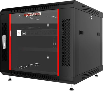 9U Wall Mount Server Rack Cabinet 24” Deep, 19” Network & AV Enclosure by SYSRACKS