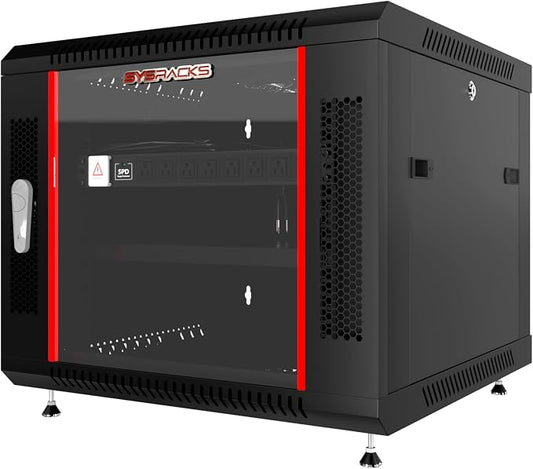 9U Wall Mount Server Rack Cabinet 24” Deep, 19” Network & AV Enclosure by SYSRACKS