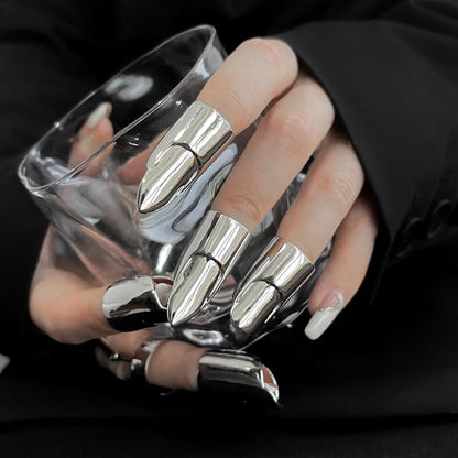 LIANXUE Metal Nail Cover Ring Hip Hop Cosplay Unisex Punk Gold Silver Color - Image 2