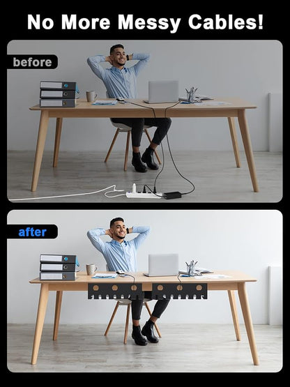 Delamu 2 Pack Metal Under Desk Cable Management Tray, U-Channel Cord Organizer - Image 7