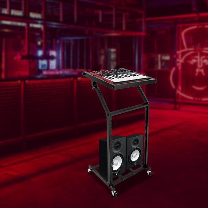 16U Professional DJ Stand Rack Mount DJ Mixer Stand Adjustable Stage Cart - Image 5