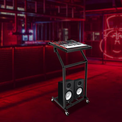 16U Professional DJ Stand Rack Mount DJ Mixer Stand Adjustable Stage Cart - Image 5