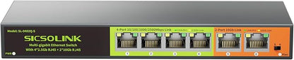 6 Port Multi-Gigabit Ethernet Switch Unmanaged – 4×2.5G RJ45 + 2×10G RJ45 Uplink by SICSOLINK