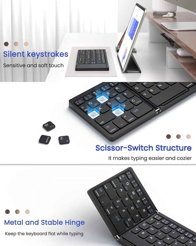 Foldable Bluetooth Keyboard, Folding Portable Wireless Keyboard - Image 3