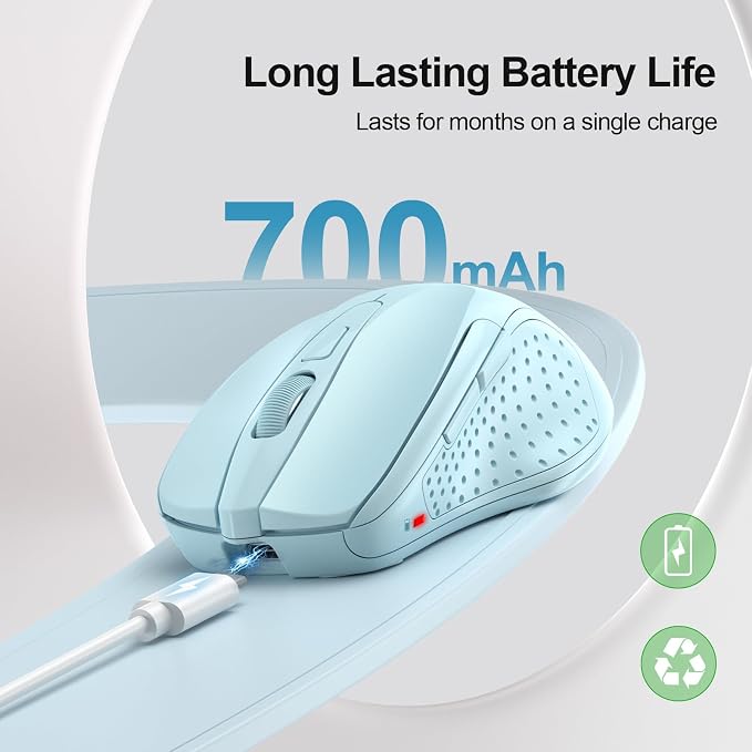 TECKNET Wireless Mouse Rechargeable 4800 DPI Silent USB A & Bluetooth Mouse 6 - Image 3