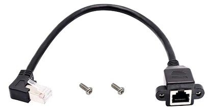 90 Degree Cat 6 Ethernet Cable Left Bend Angle RJ45 Male to Female Shielded by AAOTOKK