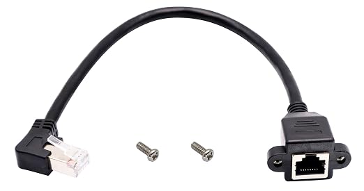 90 Degree Cat 6 Ethernet Cable Left Bend Angle RJ45 Male to Female Shielded by AAOTOKK