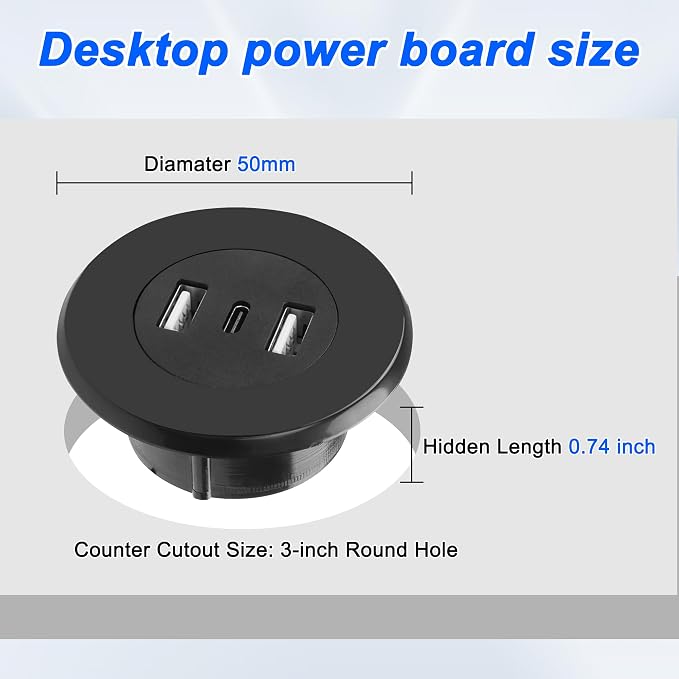 MEIRIYFA 3-in-1 Desktop Power Embedded Charger USB/Type C Desktop Station - Image 6
