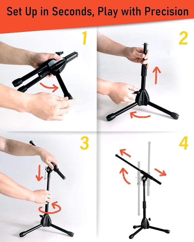 Stage Rocker Foldable Tripod Low-Profile Mic Boom Stand - Image 3