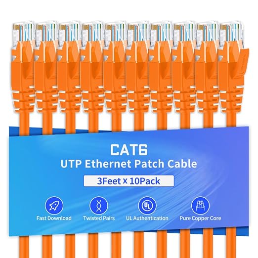 Cat6 Ethernet Cable 3 Feet 10 Pack Network RJ45 Cat6 Internet Patch Cable by XANHAM