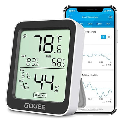 Govee Digital Hygrometer Indoor Thermometer Room H5075, Notification Alerts by Govee