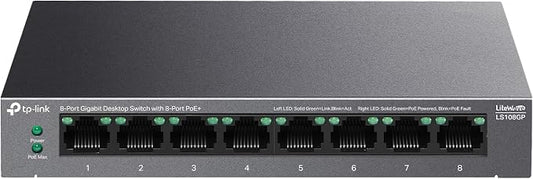 TP-Link LS108GP | 8 Port PoE Gigabit Ethernet Switch | 8 PoE+ Port @ 62W | Plug by TP-Link