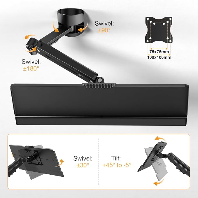 Wall Mount Keyboard Tray- Keyboard and Mouse Stand & Monitor Mount Arm - Image 4
