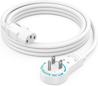 Maximm Monitor Computer Power Cord 3 Ft Flat Plug 360° Rotating PC Cable 3 by MaximmCable