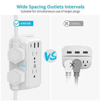 USB Wall Charger, Surge Protector, 6 Outlet Extender - Image 6