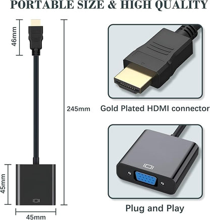 Amzpas HDMI to VGA, Uni-Directional Gold-Plated HDMI to VGA Adapter - Image 4