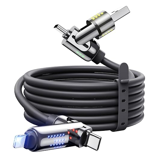 MAGIC JOHN 240W 4 in 1 Charging Cable, 6.6FT USB C to Lightning Cable, Chubby by MAGICJOHN