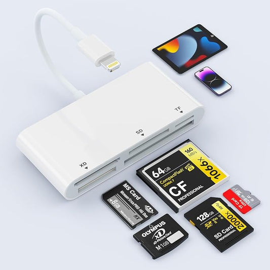 SD Card Reader for iPhone, 5-in-1 Multi iPhone Memory Card Reader for XD by Quanlex