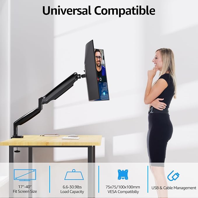 MOUNTUP Ultrawide Monitor Arm for Max 40 Inch Screen, Heavy Duty Monitor Desk - Image 3