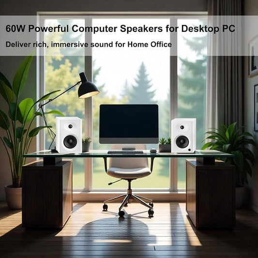 Bookshelf Speakers with Deep Bass, 80W Peak Output Small HiFi Gaming Computer - Image 2