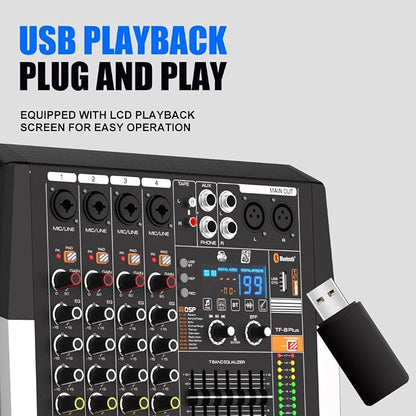 TF400 Dj Mixer 4 Channel Audio Mixer Bluetooth Sound Bar - Image 8