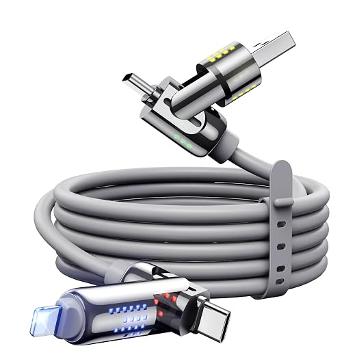 MAGIC JOHN 240W 4 in 1 Charging Cable, 4FT USB C to Lightning Cable, Chubby USB by MAGICJOHN