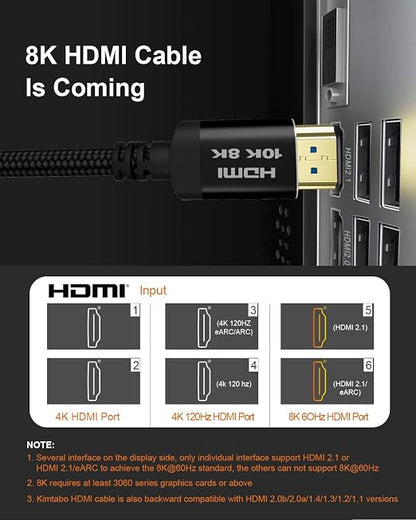 10K 8K 4K Certified HDMI 2.1 Cable, 6 Ft 48Gbps Ultra High Speed HDMI Cable - Image 7