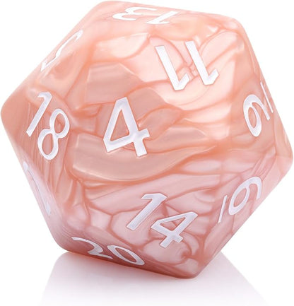 20 Sided DND Dice, D20 Giant Polyhedral Dice, 55mm Titan Large Pearl Color D20 by Handan