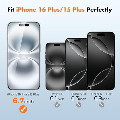 UNBREAKcable Screen Protector for iPhone 16 Plus/15 Plus Full Coverage Double - Image 2