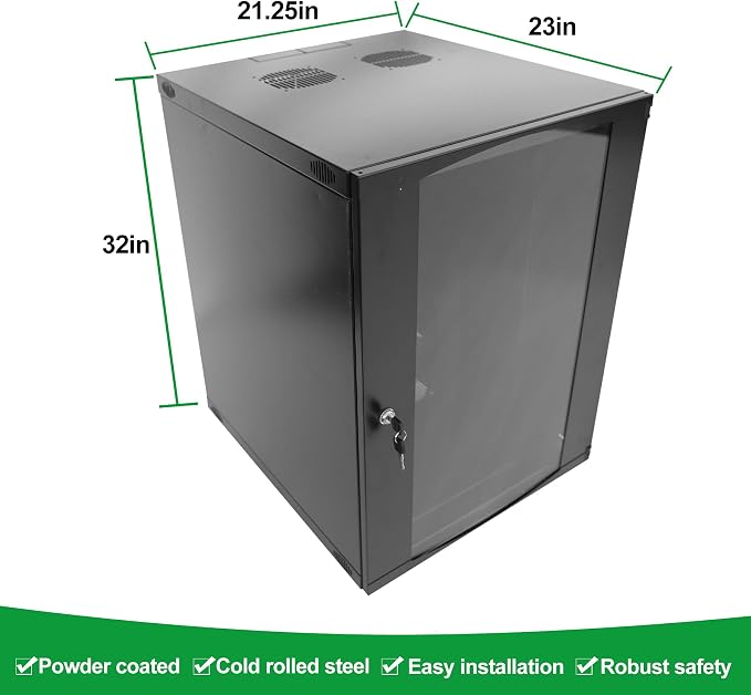 15U Server Cabinet Wall Mount Rack Enclosure - Image 2