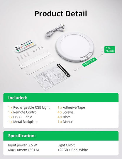 Bojim Rechargeable RGB Waterproof Shower Ceiling Light - Image 9